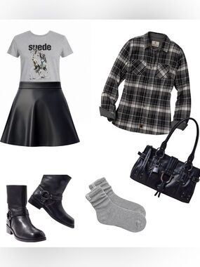 Suede Band Tee Gray Graphic T-Shir